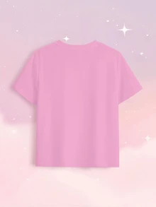 SHEIN X Care Bears 青少年女孩全印花卡通圓領T恤 - 白色 - 查看 8