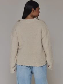 MUSERA Plus Size Beige Knit Button Down Cardigan Spring Summer Casual Everyday Day Outfit Going Out - Camel - View 5