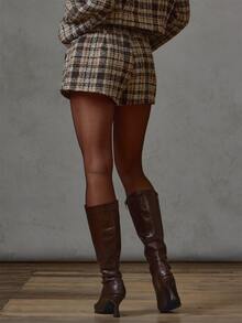 MUSERA Plaid Tailored Mini Shorts Fall Winter Everyday Causal Back To School Forces - Multicolor - View 5