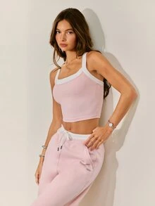 GLOWMODE Cozy Street Collection Daylight FeatherFit™ Mock 2-Piece Tank Top dengan Tali Silang Belakang Untuk Yoga Pilates Studio Pakaian Aktif Sehari-hari - Baby Pink - View 7
