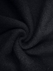 Vionelle Plus Size Women's Solid Color Minimalist Pullover Knit Sweater, Side Slit Lace Patchwork Hem Long Sleeve Lazy Sweater Winter - Black - View 10