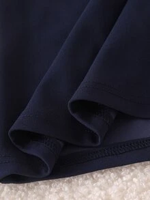 2件組幼女長袖上衣+長褲套裝 英倫風海軍藍馬刺繡對比領長袖 Polo 聚會秋季運動上衣 - 寶藍色 - 查看 8