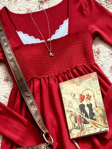 IslaSuriya Women's Long Sleeve Solid Color T-Shirt, Autumn - Red - View 5