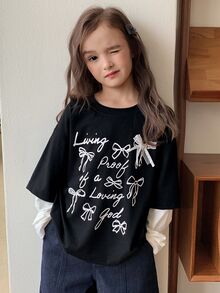 Dazy Kids 青少年女孩秋季服飾 女孩 (大號) 半高領抓絨內裡修身百搭T恤 - 藏蓝色 - 查看 4