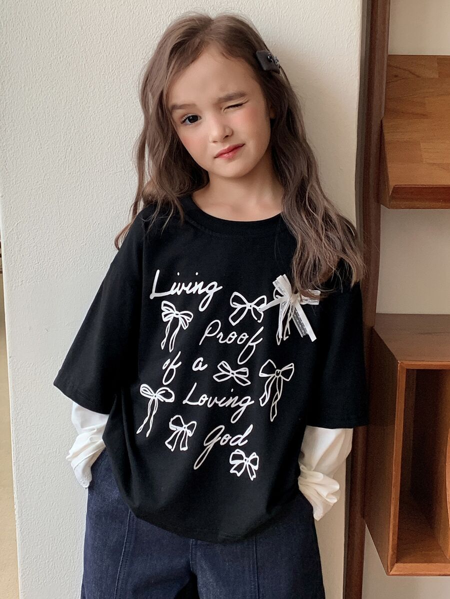 Dazy Kids Tween Girl Fall Clothes Girls Semi-High Neck Thermal Lined Slim Fit Versatile T-Shirt - Navy Blue - View 1