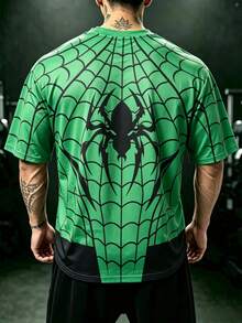 GymBeat Men's Fashion Spider Pattern Sports T-Shirt - Green - View 2