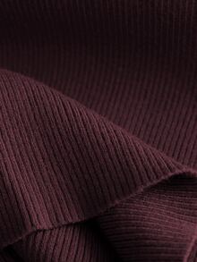 Linhara CURVE Plus Size Women's Solid Color Casual Daily Long Sleeve Sweater - Burgundy - View 6