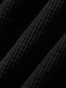 FRIFUL Sweatshirt Longgar Wanita Gaya Korea Baru Awal Musim Gugur dengan Kain Waffle Warna-warni - Hitam - View 8