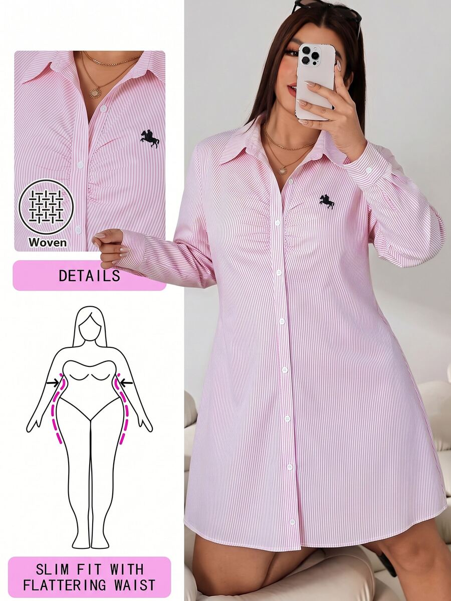 Solflare Plus Size Women Solid Color Cinched Waist Fashion Dress - Pink - View 1