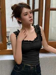 DAZY Women's Solid Color Casual Versatile Daily Wear Top - Black - View 4
