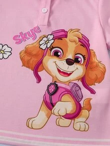 SHEIN | PAW Patrol Young Girl Cartoon Print Casual Daily Short Sleeve T-Shirt - Pink - View 6