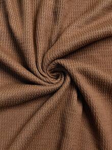 EMERY ROSE Women's Casual Knit Pullover Long-Sleeved Herringbone Sweater With Half-Open Neckline - Brown - View 7