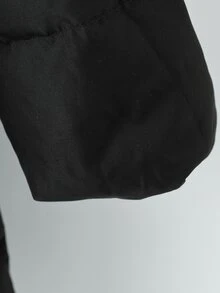 SHEIN Clasi 大尺碼連帽長袖拉鍊絎縫素色冬季加厚棉襖 - 黑色 - 查看 6