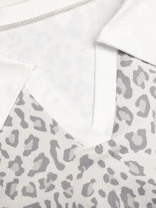 SHEIN 青少年女孩秋冬休閒黑白波點印花連帽衛衣 - 白色 - 查看 6