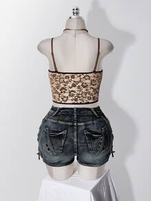 SHEIN ICON Women's Plus Size Lace Camisole Tank Top - Brown - View 2