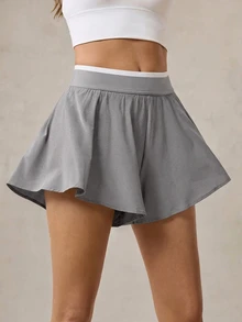 OutZeal Celana Pendek Olahraga Wanita, Celana Pendek Tenis, Lari, Celana Pendek dengan Bagian Bawah yang Longgar, Bawahan Aktif - Grey - View 8