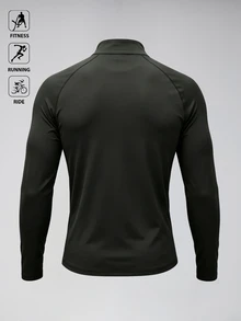 Gym Rark Men's High Neck Long Sleeve Solid Color Sports Jacket - Black - View 2