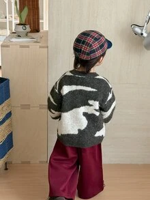 DAZY Infant (Boy) Round Neck Colorblock Casual Long Sleeve Sweater - Light Grey - View 8