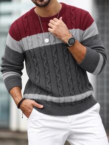 Manfinity Mode Men's Ribbed Colorblock Long Sleeve Sweater Street Fashion - Multicolor - View 6
