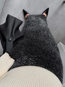 Women's Fashionable Elegant Sweater Skirt - Black - View 1
