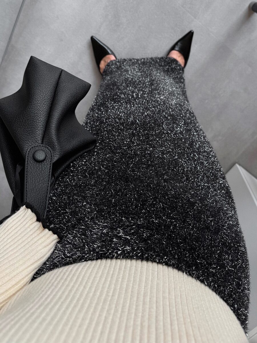 Women's Fashionable Elegant Sweater Skirt - Black - View 1