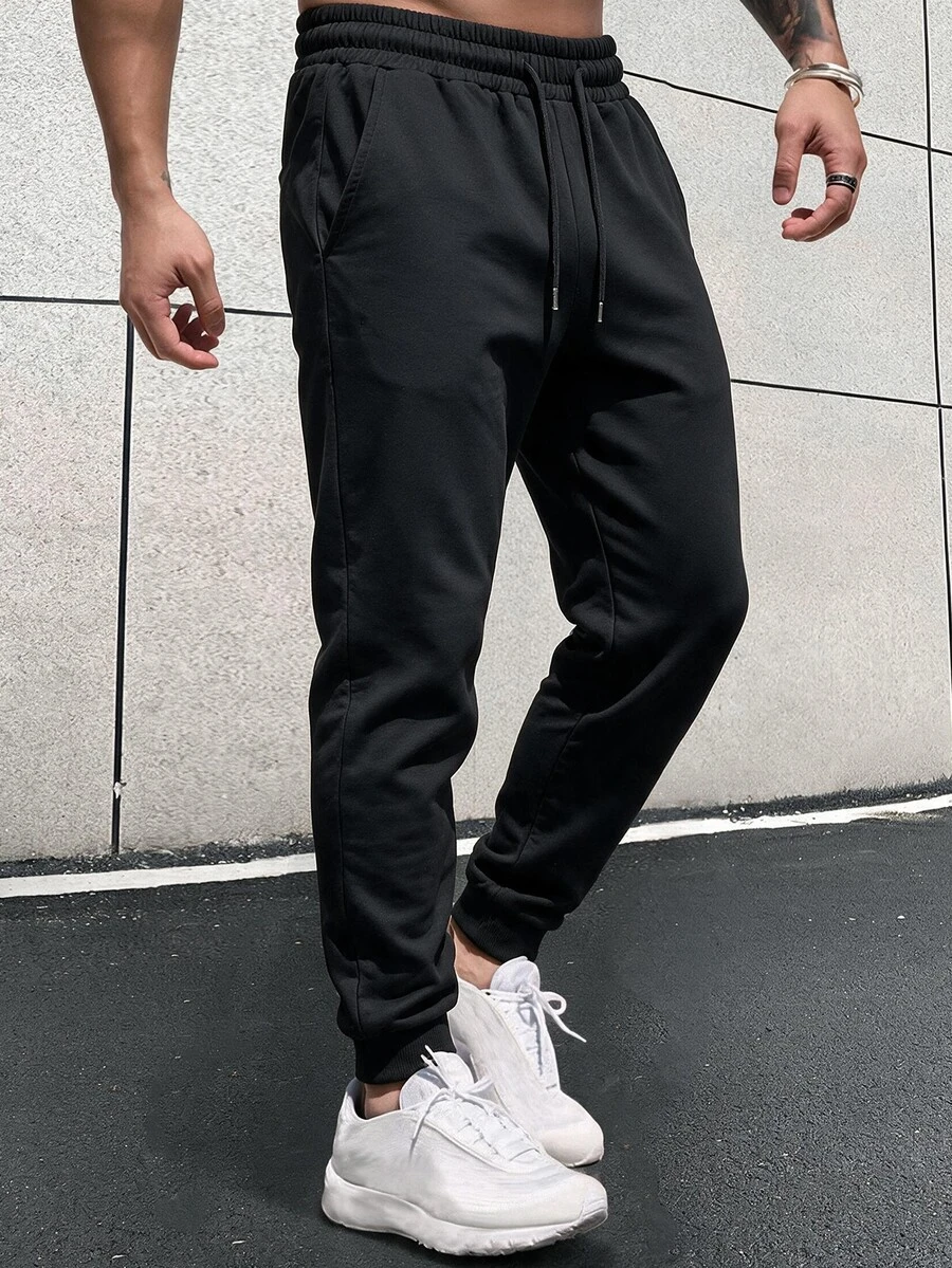 STEELVANCE Men's Drawstring Waist Casual Versatile Daily Wear Sweatpants - Black - View 1