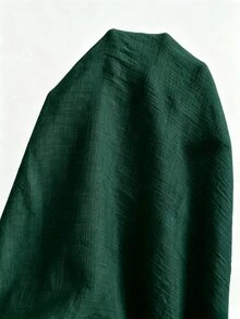 SHEIN Holidaya 女款鬆緊腰寬腿垂墜質感純色長褲，適合春夏穿著，優雅百搭，適用日常穿搭、約會、通勤、派對、居家辦公及海邊度假 - 墨綠色 - 查看 6