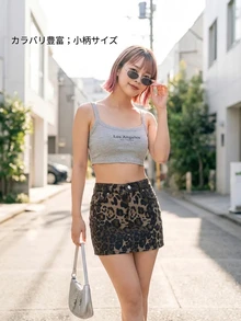SHEIN PETITE 女款豹紋休閒日常牛仔迷你裙 - 彩色 - 查看 6