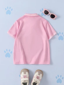 SHEIN | PAW Patrol Young Girl Cartoon Print Casual Daily Short Sleeve T-Shirt - Pink - View 2