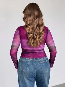 Auralis Plus Size Women Tie Dye Casual Versatile Everyday T-Shirt - Multicolor - View 2