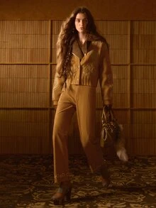 MOTF STUDIO CELANA PANJANG KAKI BAJA SUEDE BELUDRU UNTUK WANITA MUSIM GUGUR/DINGIN - Coffee Brown - View 3