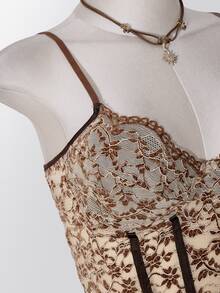 SHEIN ICON Women's Plus Size Lace Camisole Tank Top - Brown - View 11