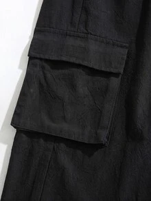 SHEIN 小男孩休閒運動可愛日常舒適街頭風百搭黑色直筒工裝褲，適合外出、上學、日常聚會，四季皆宜，開學季適用 - 彩色 - 查看 5