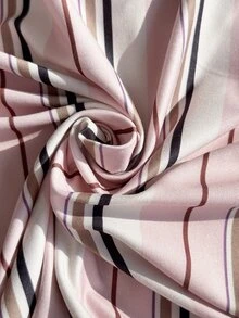 Comfortcana Plus Size Digital Print Striped Polo Collar Long Sleeve T-Shirt - Pink - View 3