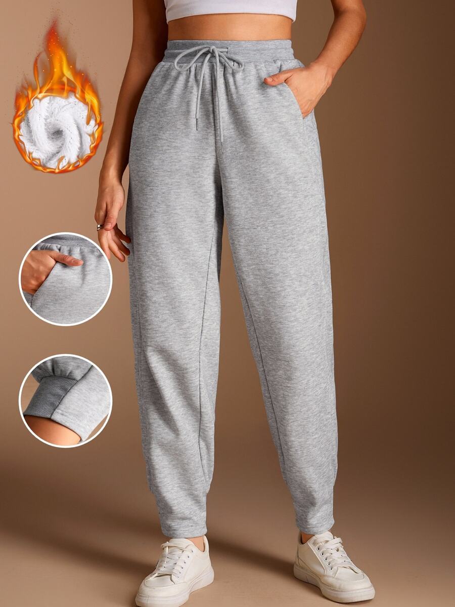 SHEIN BASICS 女士衛褲 - 灰色 - 查看 1
