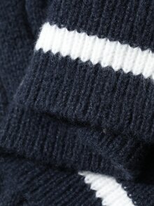 DAZY Women's Loose Front Tie Casual Sweater - Navy Blue - View 9