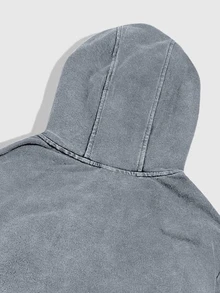 ROMWE MEN Men's Gothic Pattern Casual Daily Wear Hooded Sweatshirt - Grey - View 5