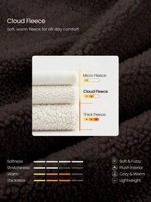 GLOWMODE Cozy Thick Polar Fleece Soft Warm Relaxed Fit Elastic Hem Long Sleeve Jacket With Multi Pockets Daily Casual Winter - Chocolate Brown - View 5