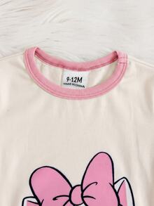 SHEIN Baby Girl Cartoon Print Long Sleeve Top And Pants Loungewear Set - Pink - View 4