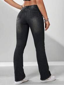 Jeanoix Women's Slim Fit Casual Versatile Denim Jeans With Pockets - Black - View 2