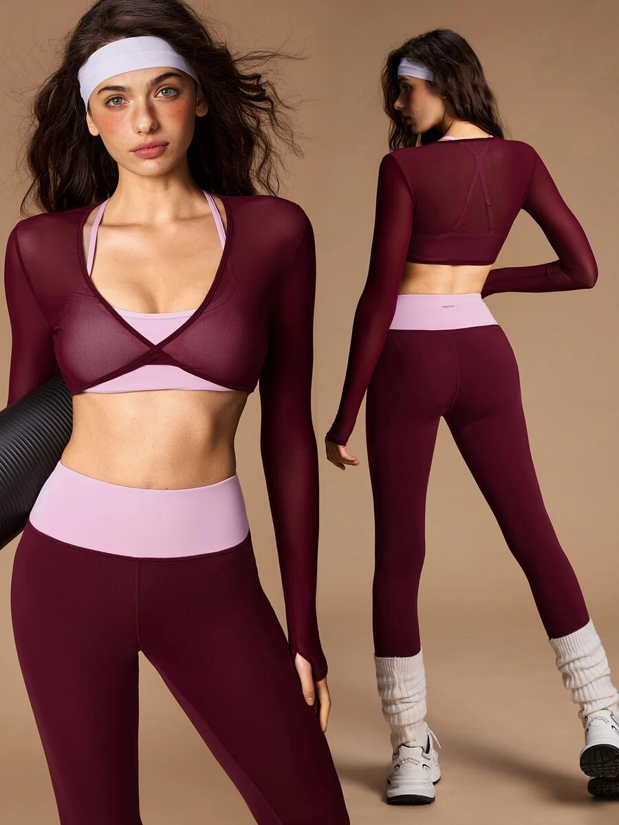 VARSIVA Women's Colorblock Top And Pants Sports Set - Multicolor - View 1