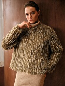 MOTF PREMIUM WOMEN'S SOLID COLOR FASHION VERSATILE WINTER FAUX FUR COAT - Coffee Brown - View 7