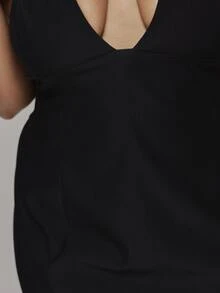 MUSERA Gaun Mini Bodycon Halterneck Hitam Kasual Keren Dasar Musim Gugur Musim Dingin - Hitam - View 6
