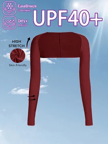 SHEIN EZwear Plus Size Women Simple Versatile Cropped Long Sleeve Top Fall - Burgundy - View 5