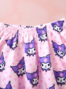 HELLO KITTY AND FRIENDS | SHEIN Baby Girl | Crew Neck Cartoon Graphic Cute Sweatshirt And Skirt Set - Multicolor - View 6