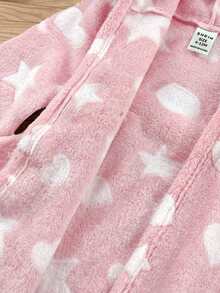 SHEIN 女嬰可愛毛茸茸愛心圖案家居服 秋冬款 - 粉色 - 查看 3