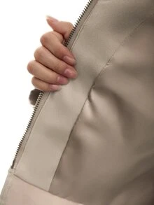 LYSMO Plus Size Fashion Vacation Double-Breasted Long Sleeve Jacket - Apricot - View 7