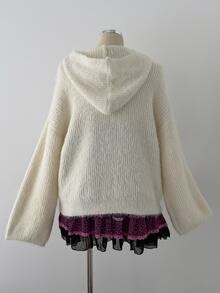 Sunspun Plus Size Women Solid Color Casual Versatile Daily Wear Hooded Cardigan - Brown - View 2