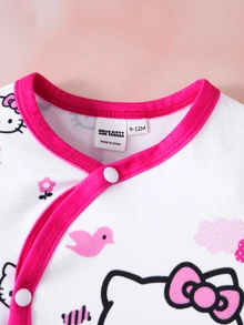 HELLO KITTY AND FRIENDS | SHEIN Baby Girl Letter Cartoon Print Long Sleeve Jumpsuit - Multicolor - View 3