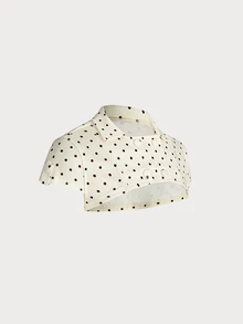 ROMWE Y2K Women's Collared Short Sleeve Hollow Chest Polka Dot Sexy Two Pieces Top - Apricot - View 11